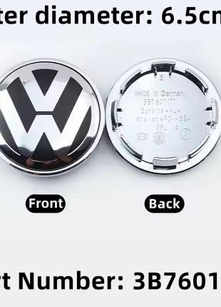 Ковпачки на титани "vw" (65/56мм) хром (3b7601171)