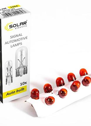 Лампа 12v (бесцок.) w5w "solar" (1264) янтарна (уп.10шт)