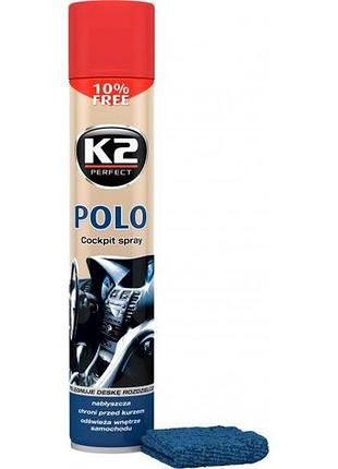Полироль торпеды спрей 750ml "k2" polo strawberry (клубника) k4071 (12шт/ящ)