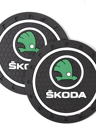 Килимки в підстаканник антиковзаючі skoda 7см 2шт