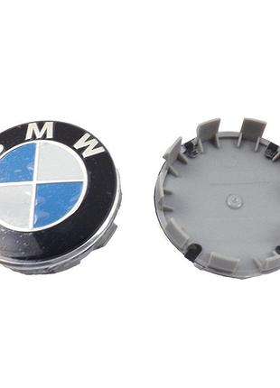 Колпачки на титаны "bmw" (68/65мм) черный (3613 6783536) синий/белый
