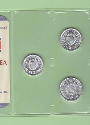 Набор монет кндр северная корея из серии - das geld der welt блистер запайка пластик набор блистер северная корея