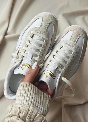 Жіночі кросівки puma club ii era шкіряні білі з бежевими вставками 37 розмір