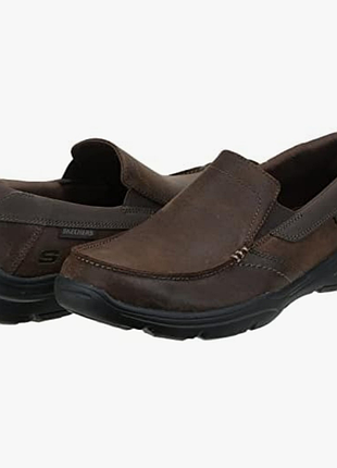 Кожаные мужские слипоны от skechers/комфорт и стиль/размер 39,5(25,5-26см)