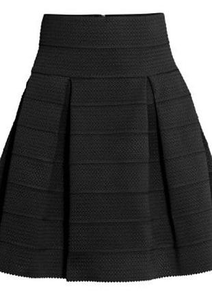 Бандажная пышная юбка, плотная фактурная юбка-клеш от h&amp;m
