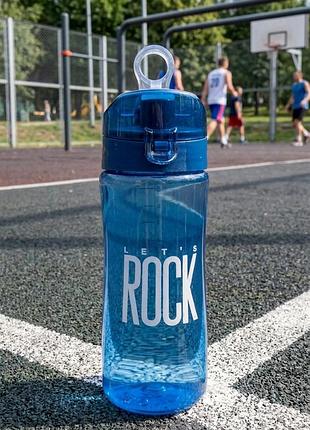 Пляшка-поїлка rock 520 мл пластикова – спортивна пляшка для води та напоїв blue