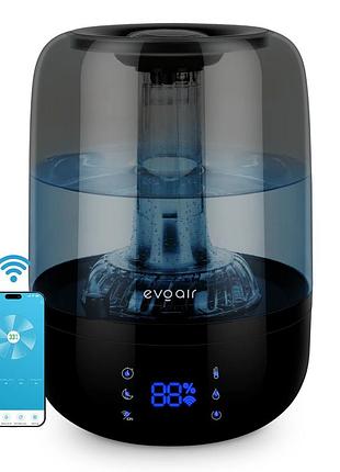 Ультразвуковой увлажнитель воздуха evoair luno smart wi-fi black/gray (2.5 л, 150 мл/ч, гигростат, ночной режим)