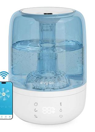 Ультразвуковий зволожувач повітря evoair luno smart wi-fi white/blue (2.5 л, 150 мл/год, гігростат, нічний режим)