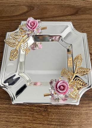 Пепельниця swarovski троянди 16х16х5 см 11602775