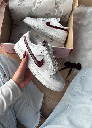 Жіночі кросівки nike dunk low white burgundy женские кроссовки найк данк