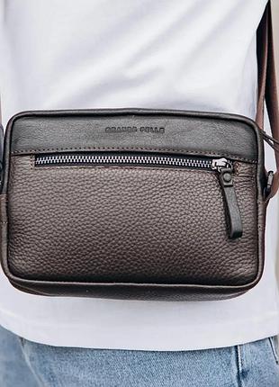 Сумка через плече компактна вертикальна grande pelle 736720 urban classic