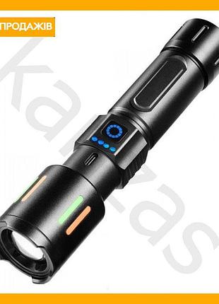 Ліхтар ручний fluorescence з індикацією заряду usb type-c для походів і кемпінгу світлодіодний компактний