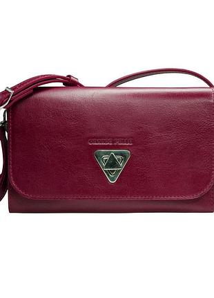 Женский клатч grande pelle 701661 223х135х30 мм глянцевая кожа вишня