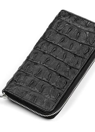 Гаманець-клатч crocodile leather 18012 з натуральної шкіри крокодила чорний