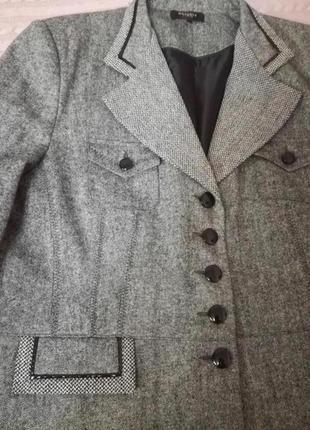 Шикарный комбинированный шерстяной пиджак жакет bexleys, р.48 (18/20/22)3 фото