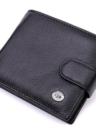 Классическое портмоне для мужчин с блоком для карт из натуральной кожи st leather 19473 черное