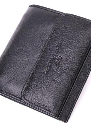 Компактный женский кошелек с монетницей снаружи из натуральной кожи st leather 22542 черный