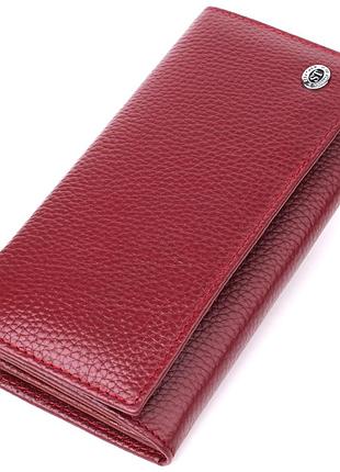Практичный вертикальный кошелек из натуральной кожи st leather 23085 бордовый