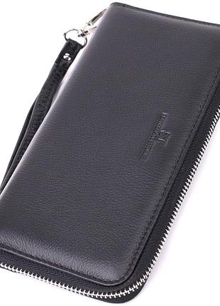 Универсальный кошелек-клатч на одно отделение из натуральной кожи st leather 22559 черный