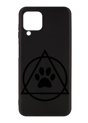Матовий чорний чохол на samsung galaxy a12 логотип квадроберів (принт 394)