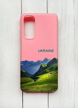 Матовый чехол на samsung galaxy m54 розовый карпаты украина (принт 409)