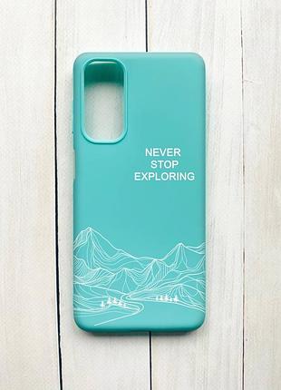Матовий чохол на samsung galaxy m54 бірюзовий мандруй (принт 407)