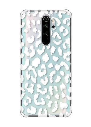 Чохол з потовщеними кутами на xiaomi redmi note 8 pro :: леопардовий принт білий (принт 375)