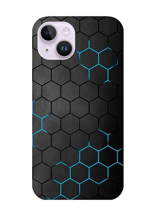 Чехол с защитой камеры на iphone 14 :: фон соты (принт 359)