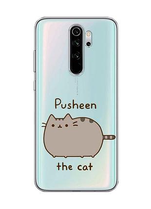 Прозрачный чехол на xiaomi redmi note 8 pro пушин котик (принт 412)