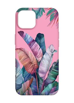 Матовий рожевий чохол на apple iphone 14 :: тропіки (принт 372)