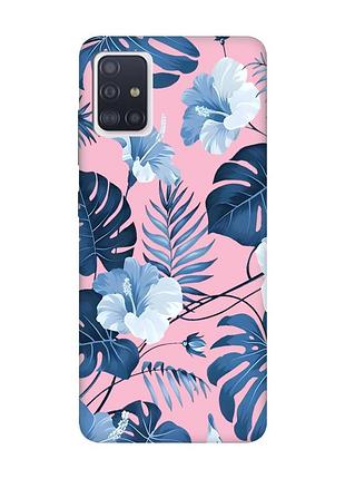 Матовый розовый чехол на samsung galaxy a71 / a715 :: тропики (принт 373)