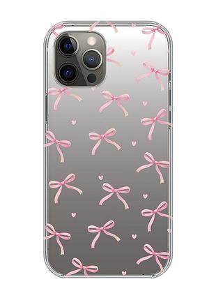 Прозрачный чехол на iphone 12 pro max бантики (принт 404)
