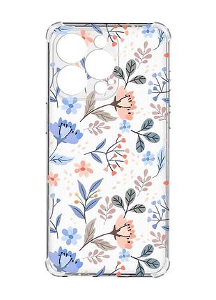Чехол с утолщенными углами на iphone 15 pro max :: цветочный фон (принт 371)