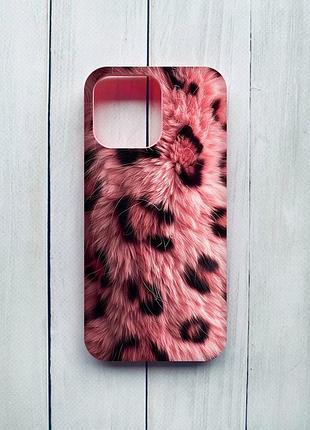 Матовый розовый чехол на iphone 15 pro max розовый мех (принт 397)