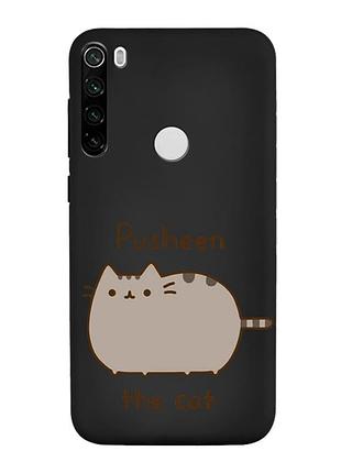 Матовий чорний чохол на xiaomi redmi note 8t пушин котик (принт 412)