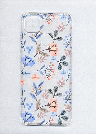 Чехол с утолщёнными углами на xiaomi redmi 9c/10a :: цветочный фон (принт 371)
