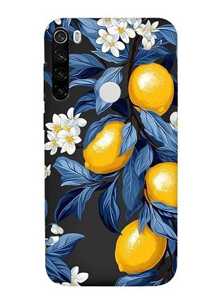 Матовый черный чехол на xiaomi redmi note 8t лимонное дерево (принт 417)