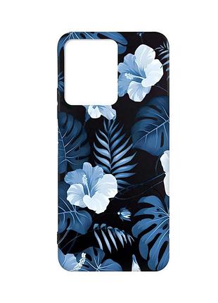 Матовый черный чехол на xiaomi redmi note 12 тропики (принт 373)