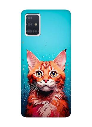 Матовый чехол с черными боками на samsung galaxy a71 / a715 кошка (принт 408)