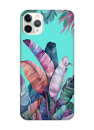 Матовый бирюзовый чехол на iphone 11 pro max (6.5) :: тропики (принт 372)
