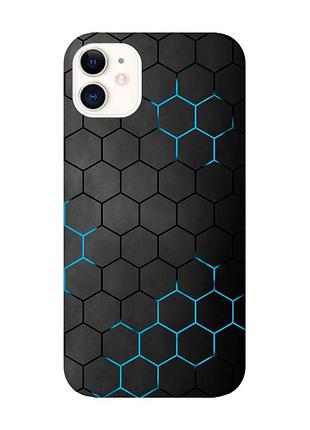 Матовый черный чехол на iphone 11 фон соты (принт 359)