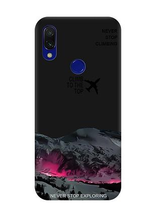 Матовый черный чехол на xiaomi redmi 7 поднимись на вершину (принт 419)