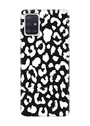 Матовый черный чехол на samsung galaxy a71 / a715 :: леопардовый принт белый (принт 375)