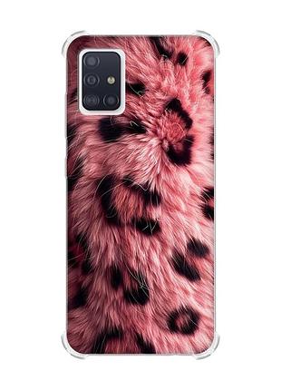 Чехол с утолщёнными углами на samsung galaxy a71/a715 розовый мех (принт 397)