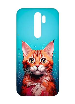 Матовый чехол с розовыми боками на xiaomi redmi note 8 pro кошка (принт 408)