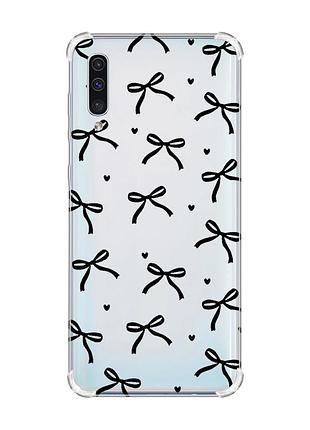 Чехол с утолщёнными углами на samsung galaxy a50 (2019) a505 бантики (принт 405)