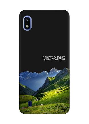Матовый черный чехол на samsung galaxy a10 (2019) a105 карпаты украина (принт 409)