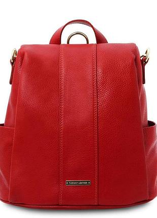 Женский рюкзак кожаный мягкий tuscany tl142138 (lipstick red)