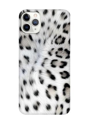 Матовый чехол с черными боками на iphone 11 pro max белый леопард (принт 398)
