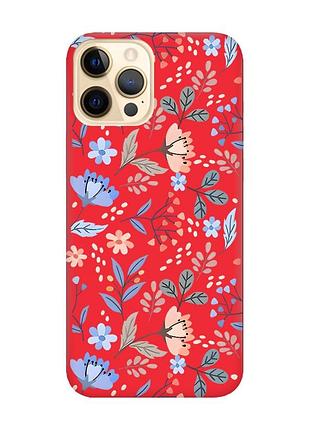 Матовий червоний чохол на apple iphone 12 pro max :: квітковий фон (принт 371)